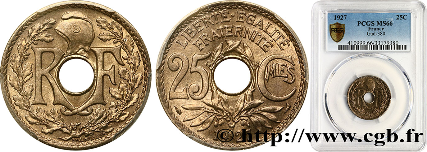 25 centimes Lindauer 1927  F.171/11 FDC66 PCGS