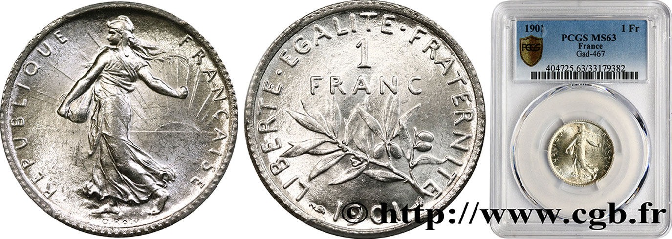 1 franc Semeuse 1901  F.217/6 fST63 PCGS