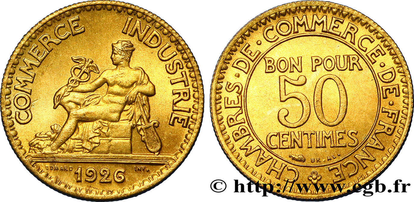 50 centimes Chambres de Commerce 1926 Paris F.191/8 SPL58 
