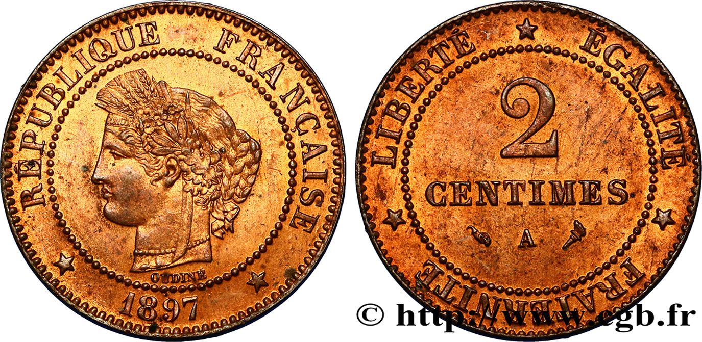2 centimes Cérès 1897 Paris F.109/23 SPL58 