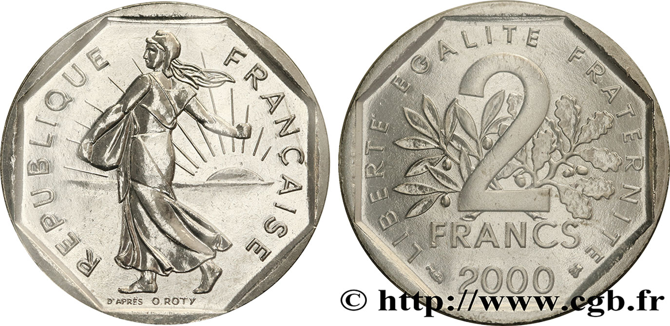 2 francs Semeuse, nickel 2000 Pessac F.272/28 MS68 