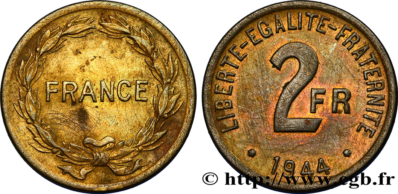 2 francs France 1944  F.271/1 BB45 