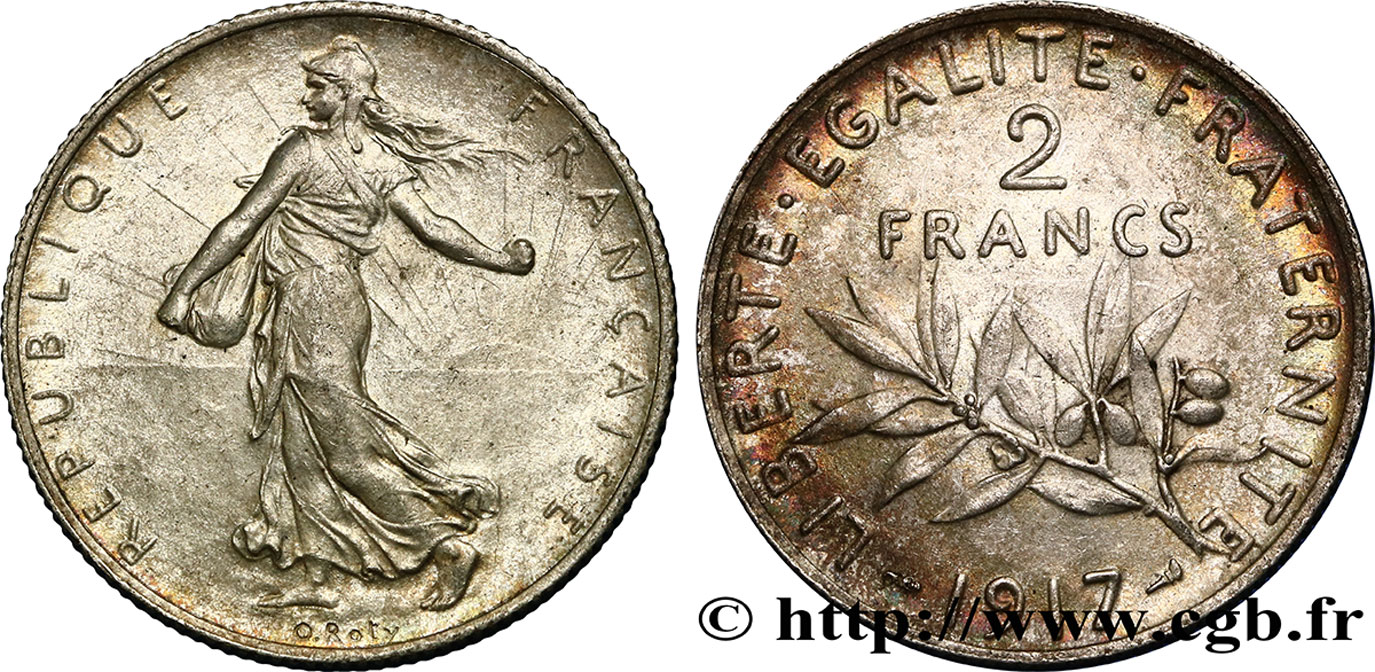 2 francs Semeuse 1917  F.266/19 VZ55 