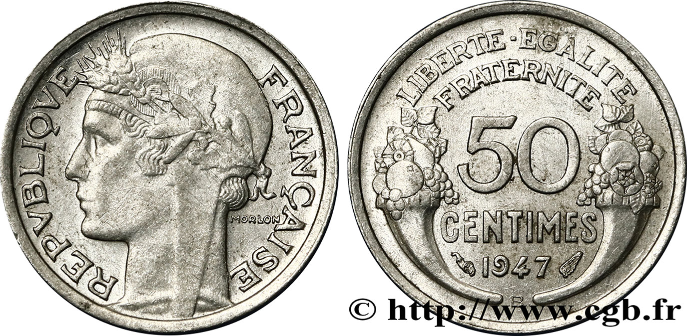50 centimes Morlon, légère 1947 Beaumont-le-Roger F.194/11 VZ55 
