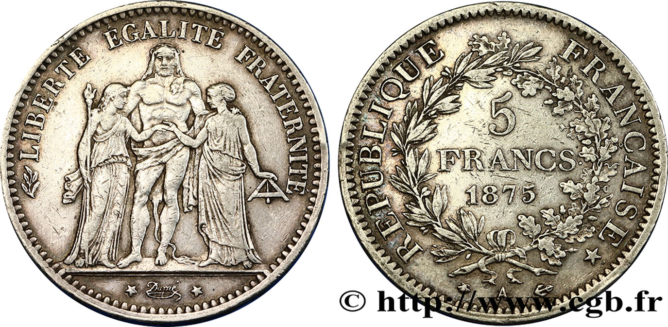 5 francs Hercule 1875 Paris F.334/14 TTB 