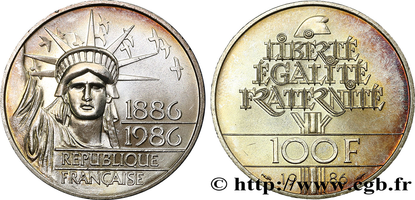 100 francs Liberté (Statue de la) 1986  F.454/2 AU55 