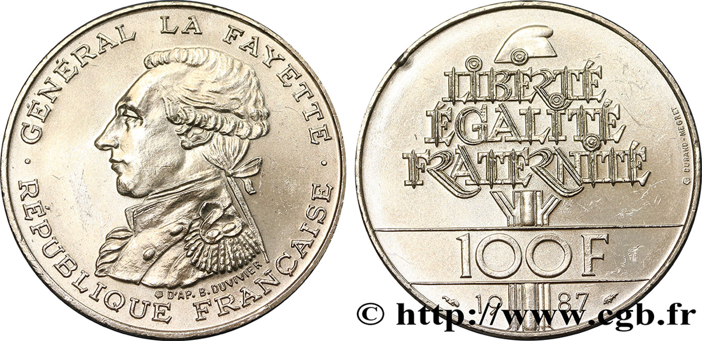 100 francs Égalité - La Fayette 1987  F.455/2 SPL 