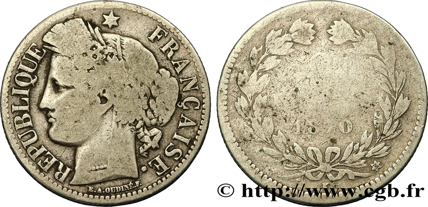 2 francs Cérès, sans légende 1870 Bordeaux F.264/3 G6 