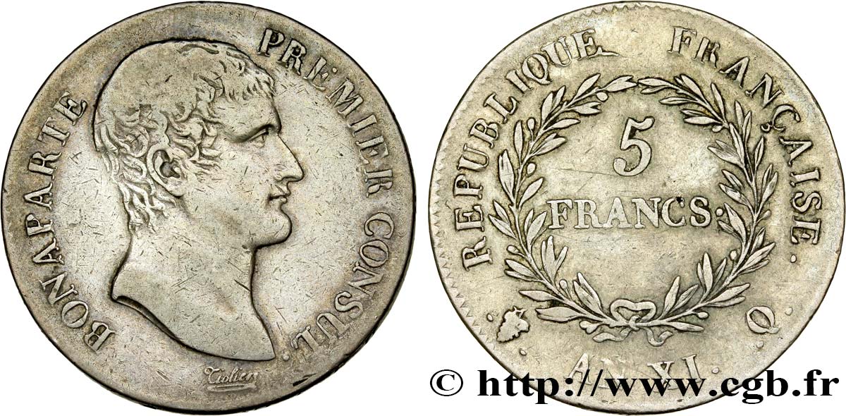 5 francs Bonaparte Premier Consul 1803 Perpignan F.301/7 TTB40 