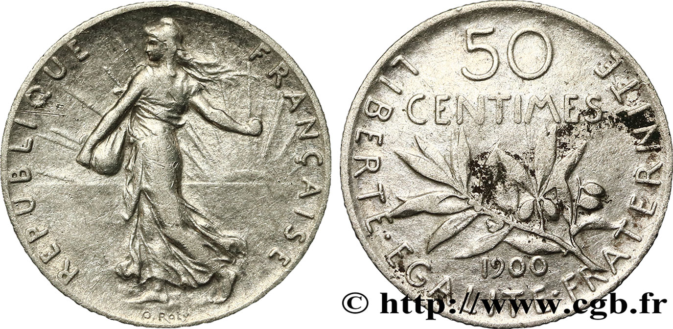 50 centimes Semeuse 1900 Paris F.190/6 MBC40 