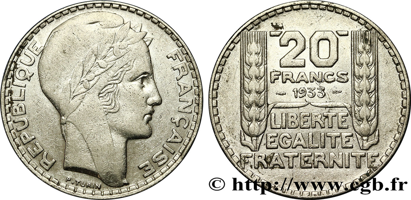 20 francs Turin, rameaux longs 1933  F.400/5 MBC42 