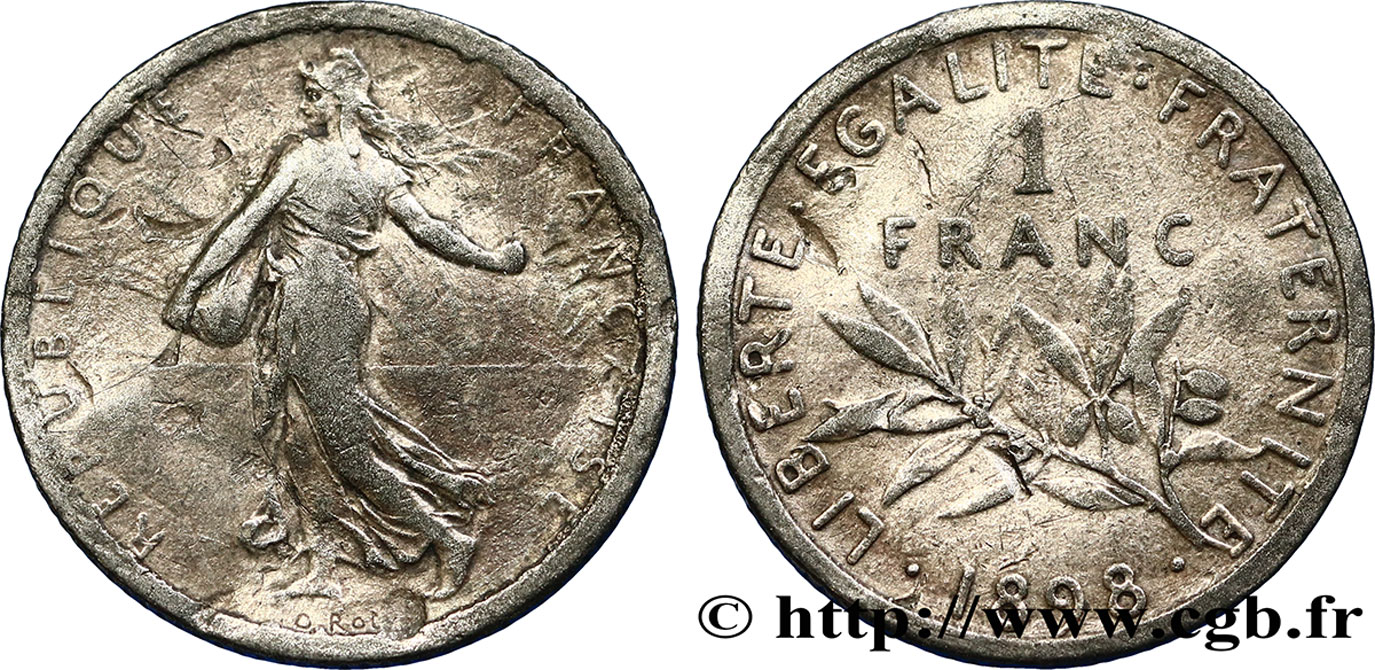 Faux de 1 franc Semeuse 1898  F.217/1 var. MBC 