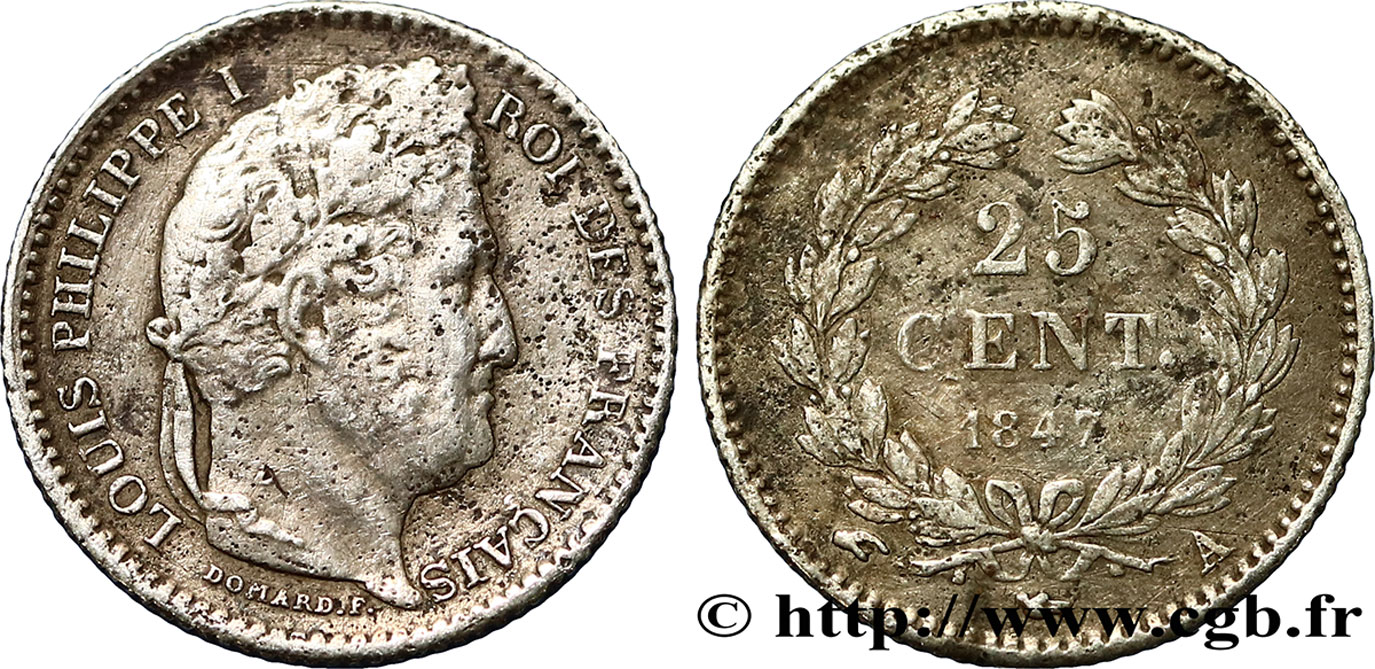 25 centimes Louis-Philippe 1847 Paris F.167/9 TB35 