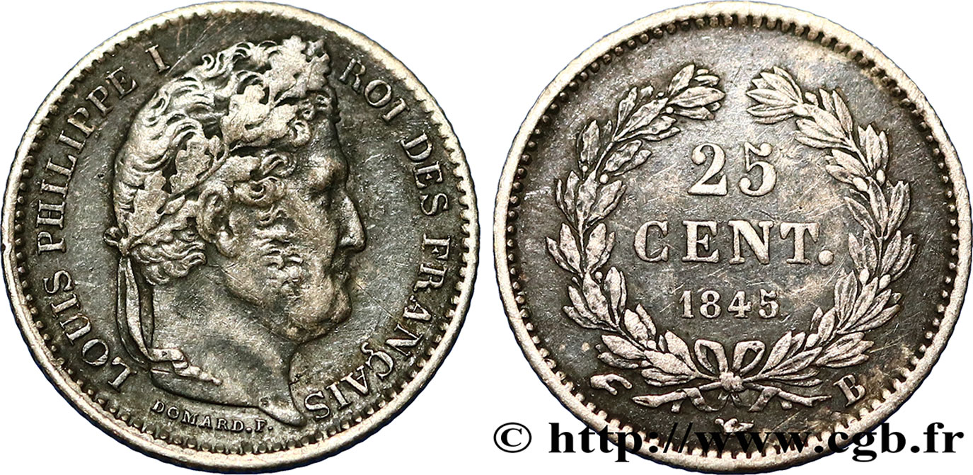 25 centimes Louis-Philippe 1845 Rouen F.167/1 XF48 