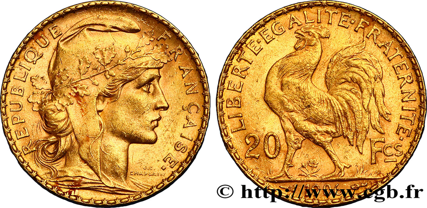 20 francs or Coq, Dieu protège la France 1906 Paris F.534/11 SUP55 