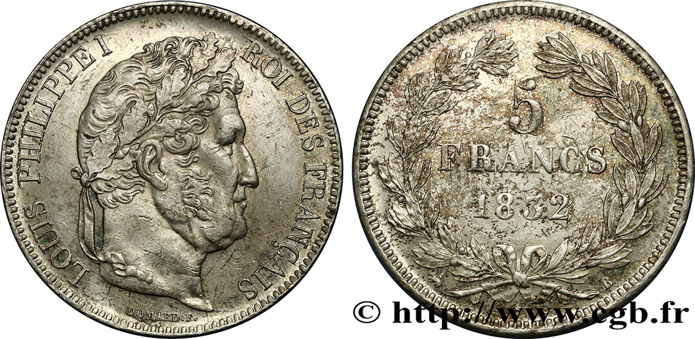 5 francs IIe type Domard 1832 Rouen F.324/2 AU52 