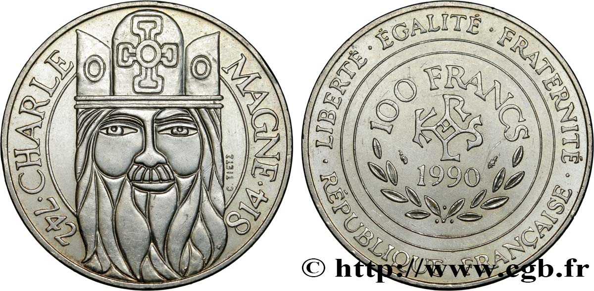 100 francs Charlemagne 1990  F.458/2 SUP55 