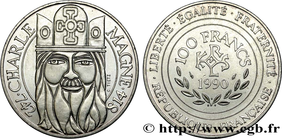 100 francs Charlemagne 1990  F.458/2 SUP55 