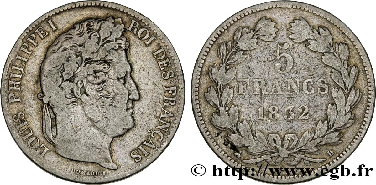 5 francs IIe type Domard 1832 Rouen F.324/2 TB20 