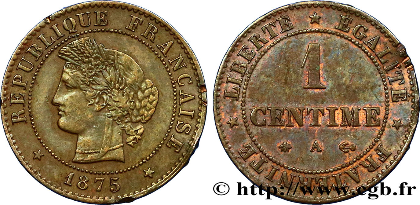 1 centime Cérès 1875 Paris F.104/4 TTB45 