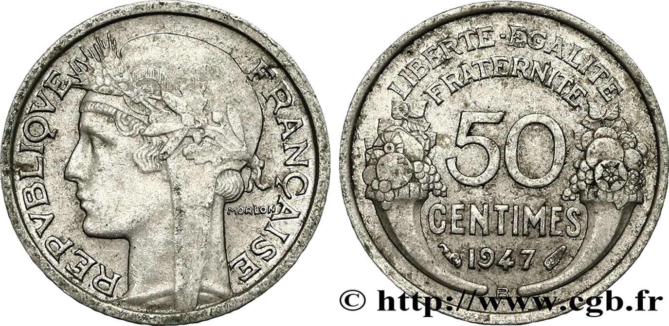 50 centimes Morlon, légère 1947 Beaumont-le-Roger F.194/11 TTB40 