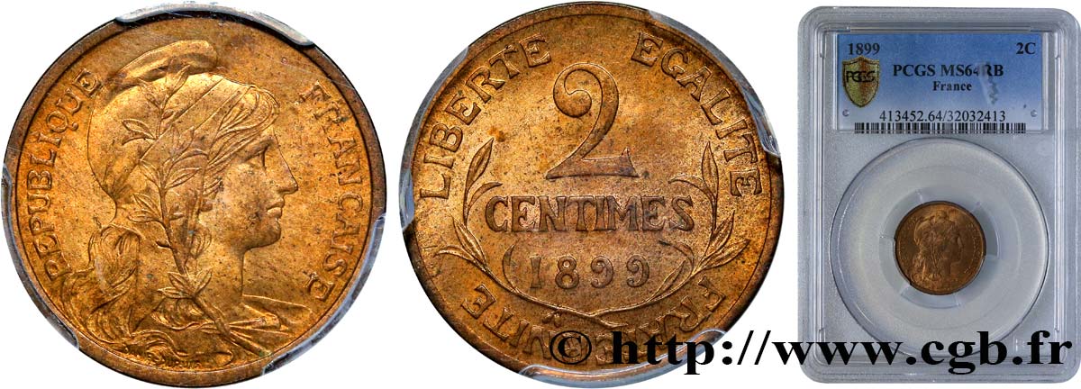 2 centimes Daniel-Dupuis 1899  F.110/3 SPL64 PCGS