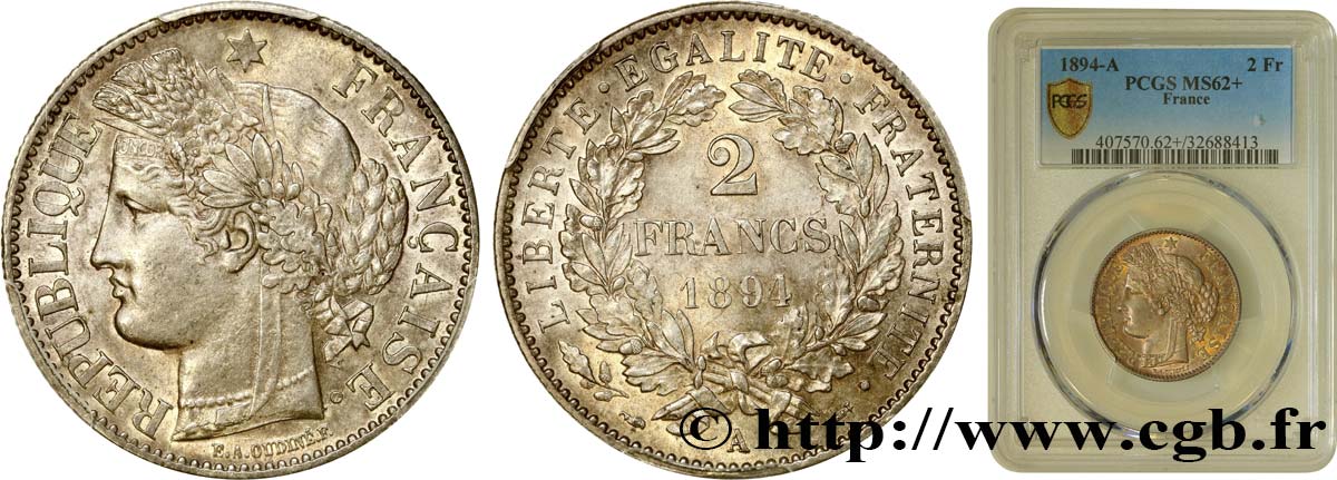 2 francs Cérès, avec légende 1894 Paris F.265/16 SUP62 PCGS