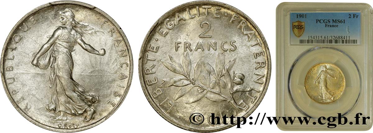 2 francs Semeuse 1901 Paris F.266/6 MS61 PCGS