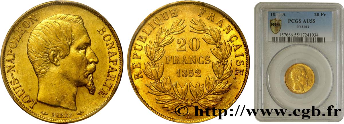 20 francs or Louis-Napoléon 1852 Paris F.530/1 SPL55 PCGS