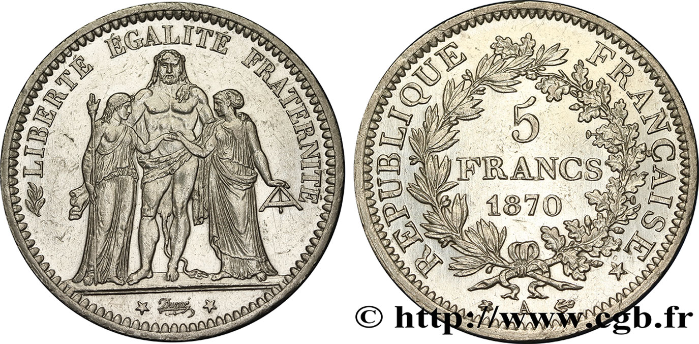 5 francs Hercule 1870 Paris F.334/1 EBC55 
