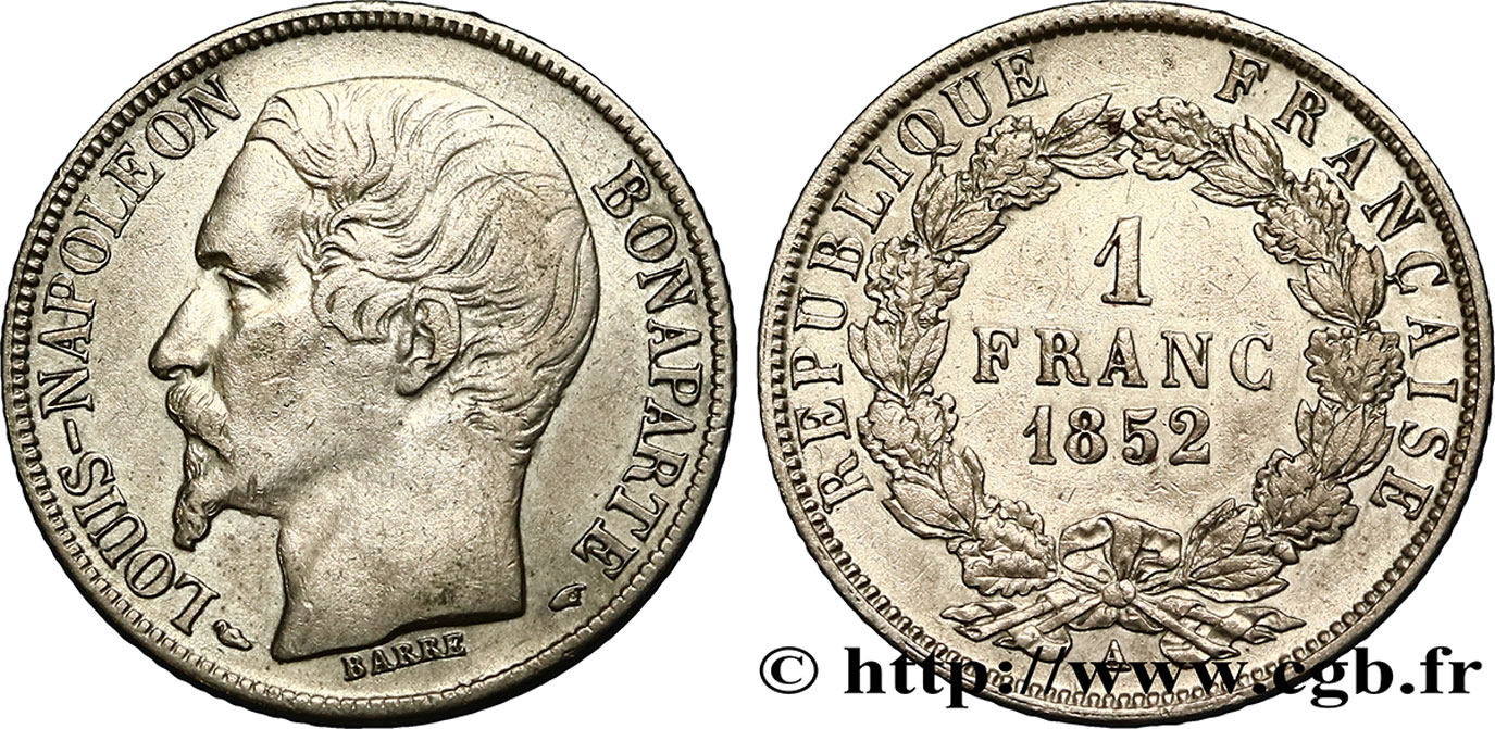 1 franc Louis-Napoléon 1852 Paris F.212/1 TTB45 
