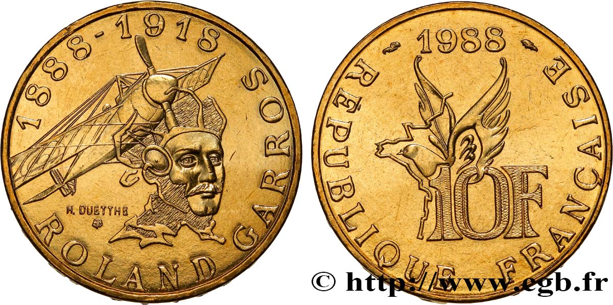 10 francs Roland Garros 1988  F.372/2 SUP62 