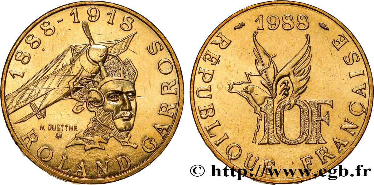 10 francs Roland Garros 1988  F.372/2 SUP62 