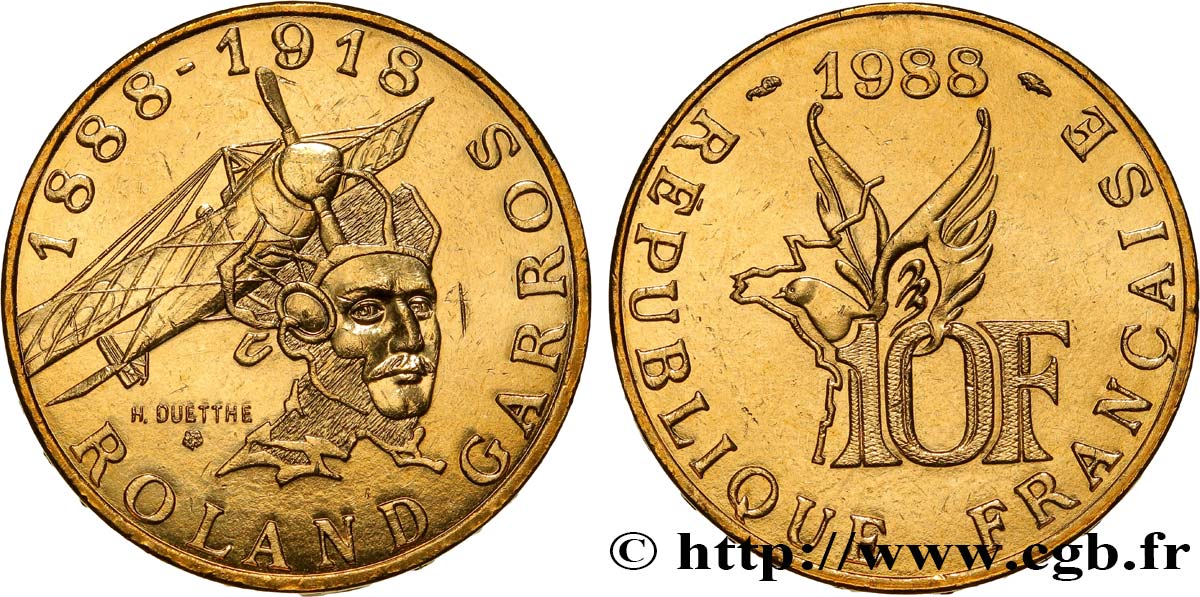 10 francs Roland Garros 1988  F.372/2 MS62 