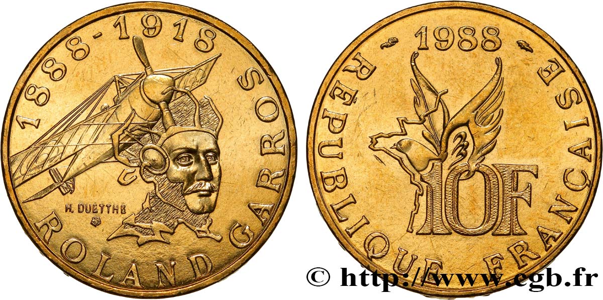 10 francs Roland Garros 1988  F.372/2 SUP62 