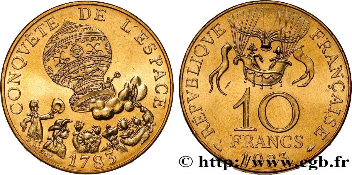 10 francs Conquête de l’Espace 1983  F.367/2 fST63 
