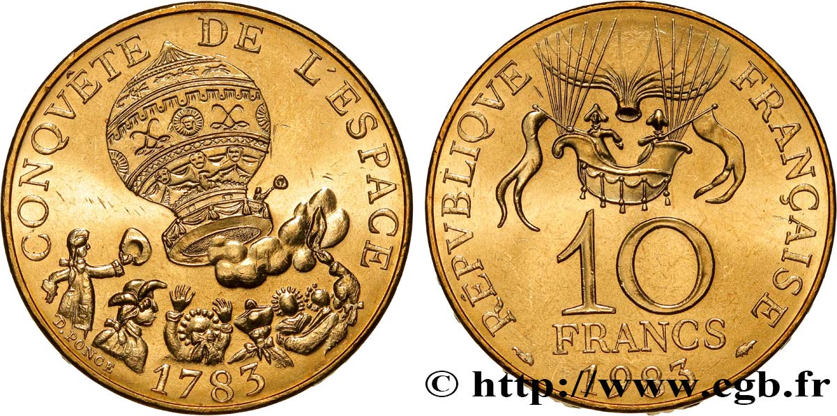 10 francs Conquête de l’Espace 1983  F.367/2 SPL64 