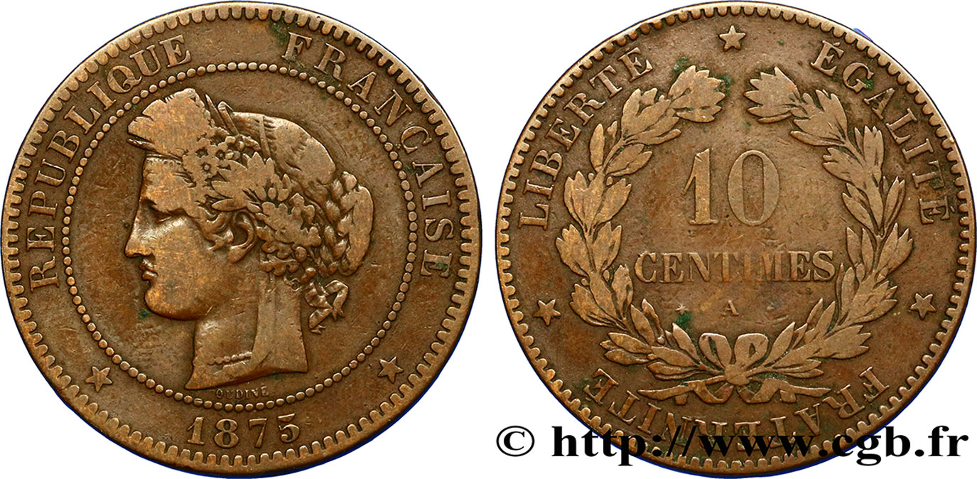 10 centimes Cérès 1875 Paris F.135/14 MB20 