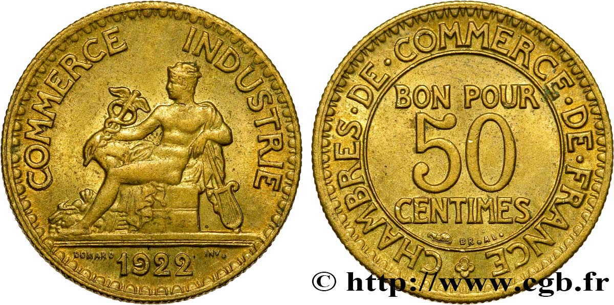 50 centimes Chambres de Commerce 1922 Paris F.191/4 EBC55 