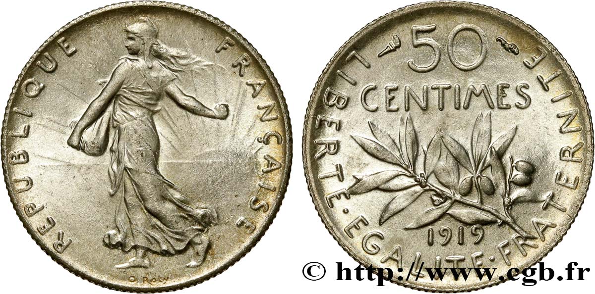 50 centimes Semeuse 1919 Paris F.190/26 SPL63 