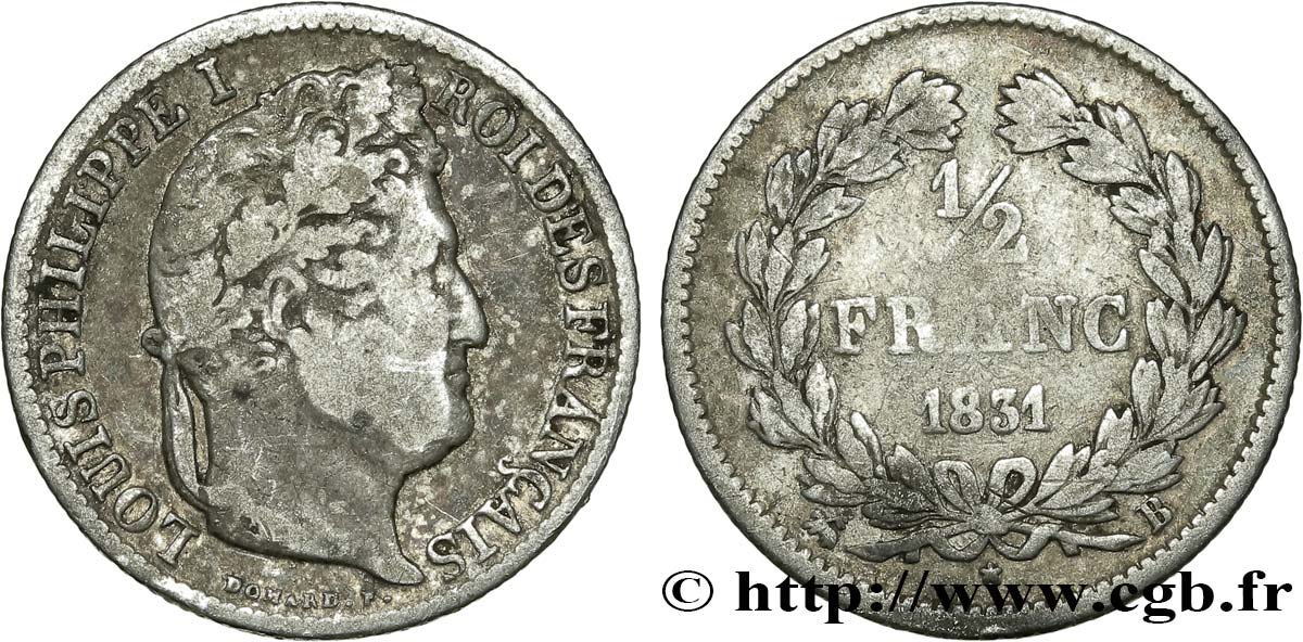 1/2 franc Louis-Philippe 1831 Rouen F.182/2 MB20 