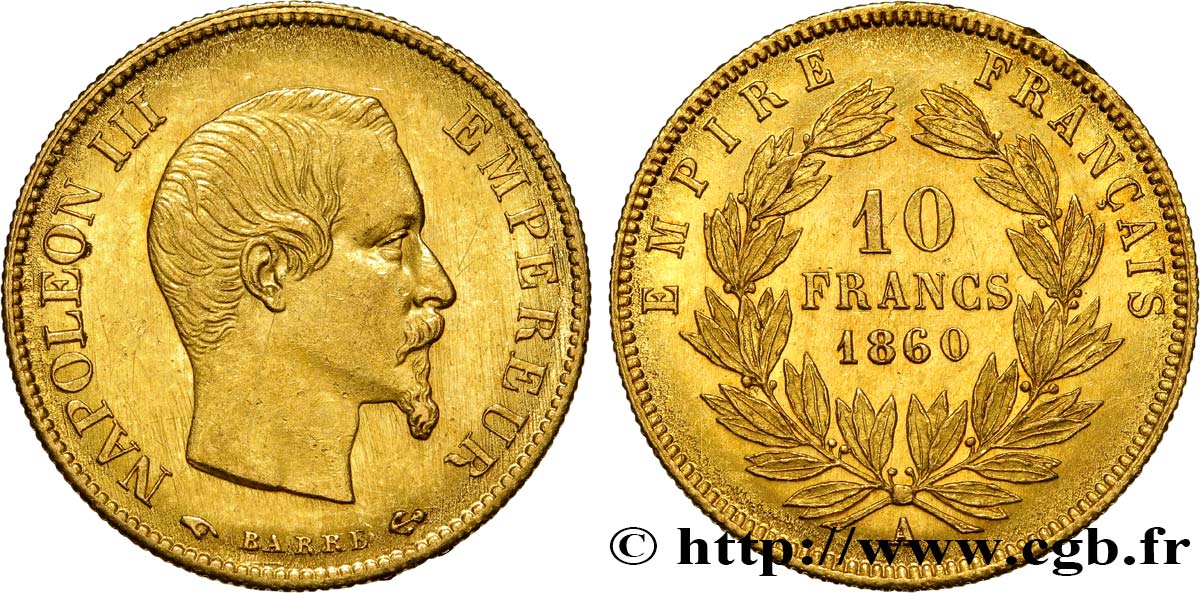 10 francs or Napoléon III, tête nue 1860 Paris F.506/9 TTB52 