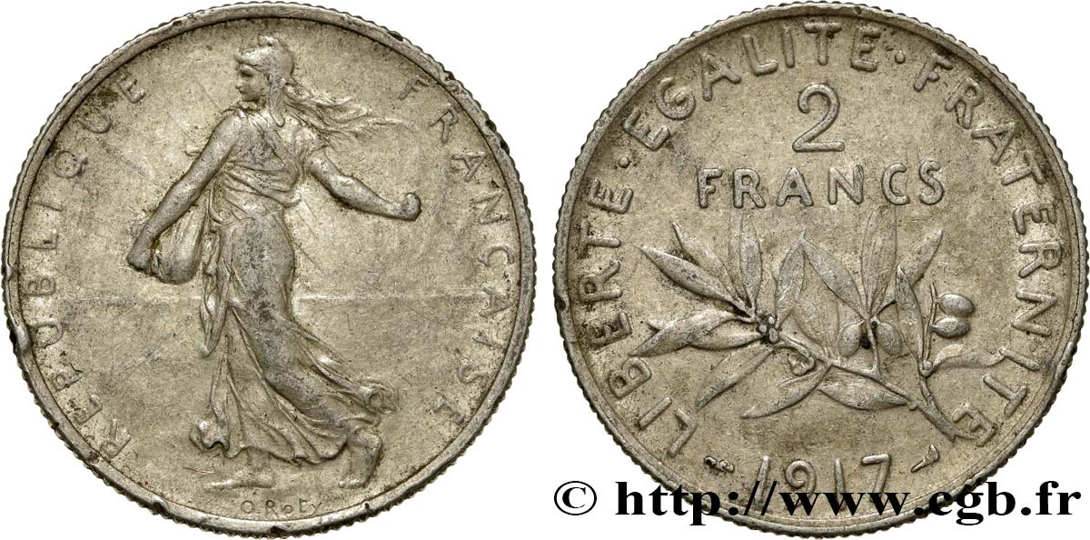 2 francs Semeuse 1917  F.266/19 TTB50 
