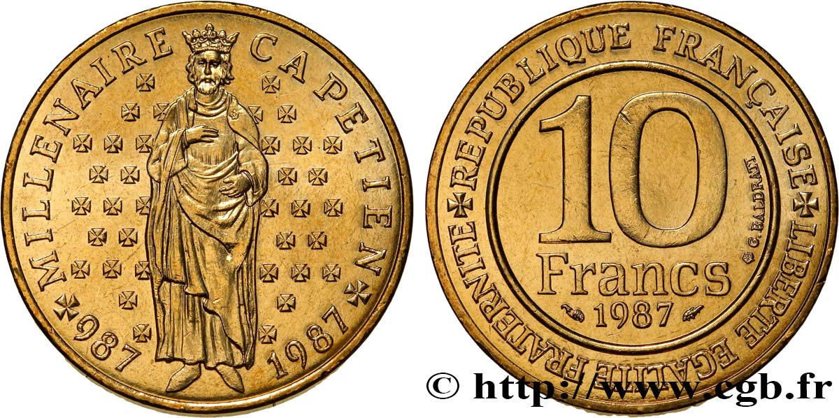 10 francs Millénaire Capétien 1987  F.371/2 MS63 