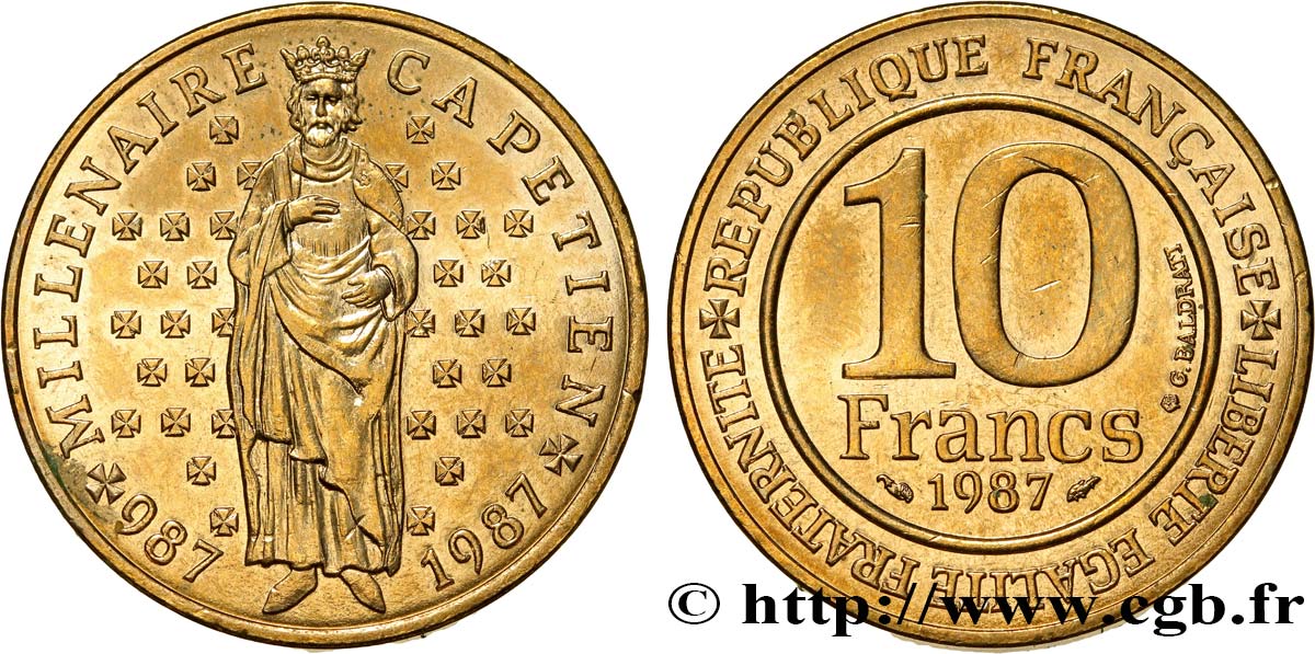 10 francs Millénaire Capétien 1987  F.371/2 SUP60 