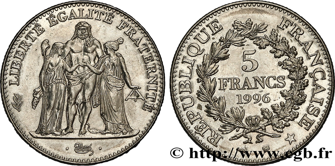 5 francs Hercule de Dupré 1996  F.346/2 AU55 