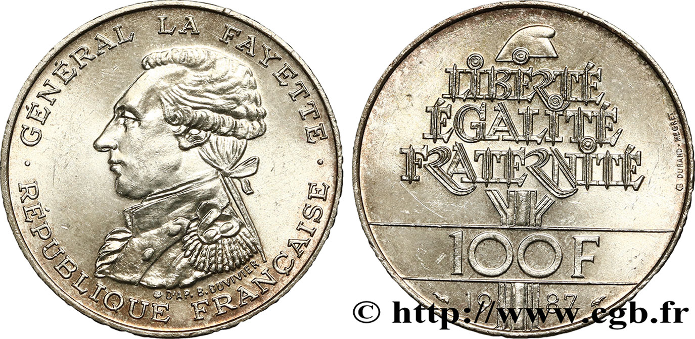 100 francs Égalité - La Fayette 1987  F.455/2 SUP 