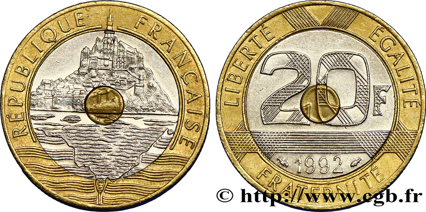 20 francs Mont Saint-Michel 1992 Pessac F.403/4 AU50 