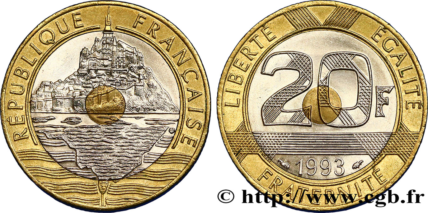 20 francs Mont Saint-Michel 1993 Pessac F.403/7 MS60 