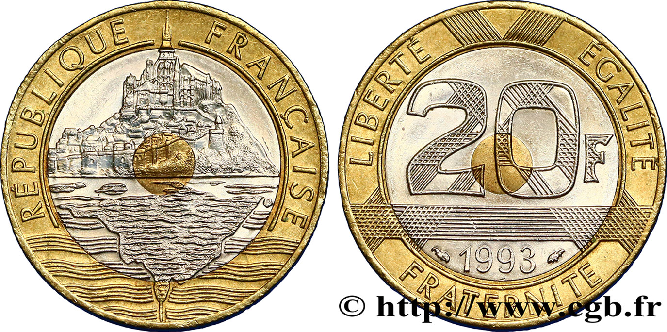 20 francs Mont Saint-Michel 1993 Pessac F.403/7 AU50 